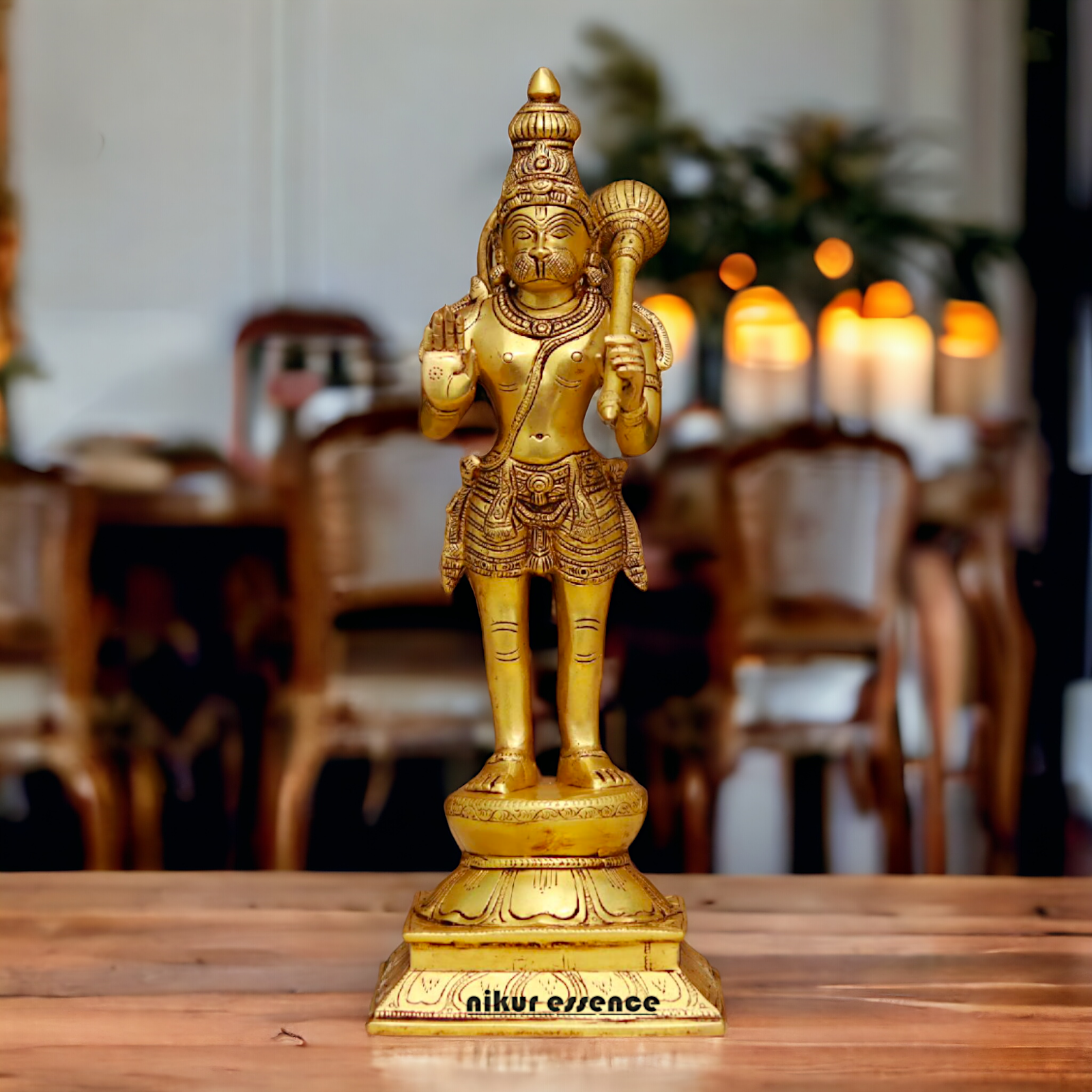 Superfine Brass Hanuman ji Bajrangbali Standing with Gada idol - 16 Inches Nikuressence