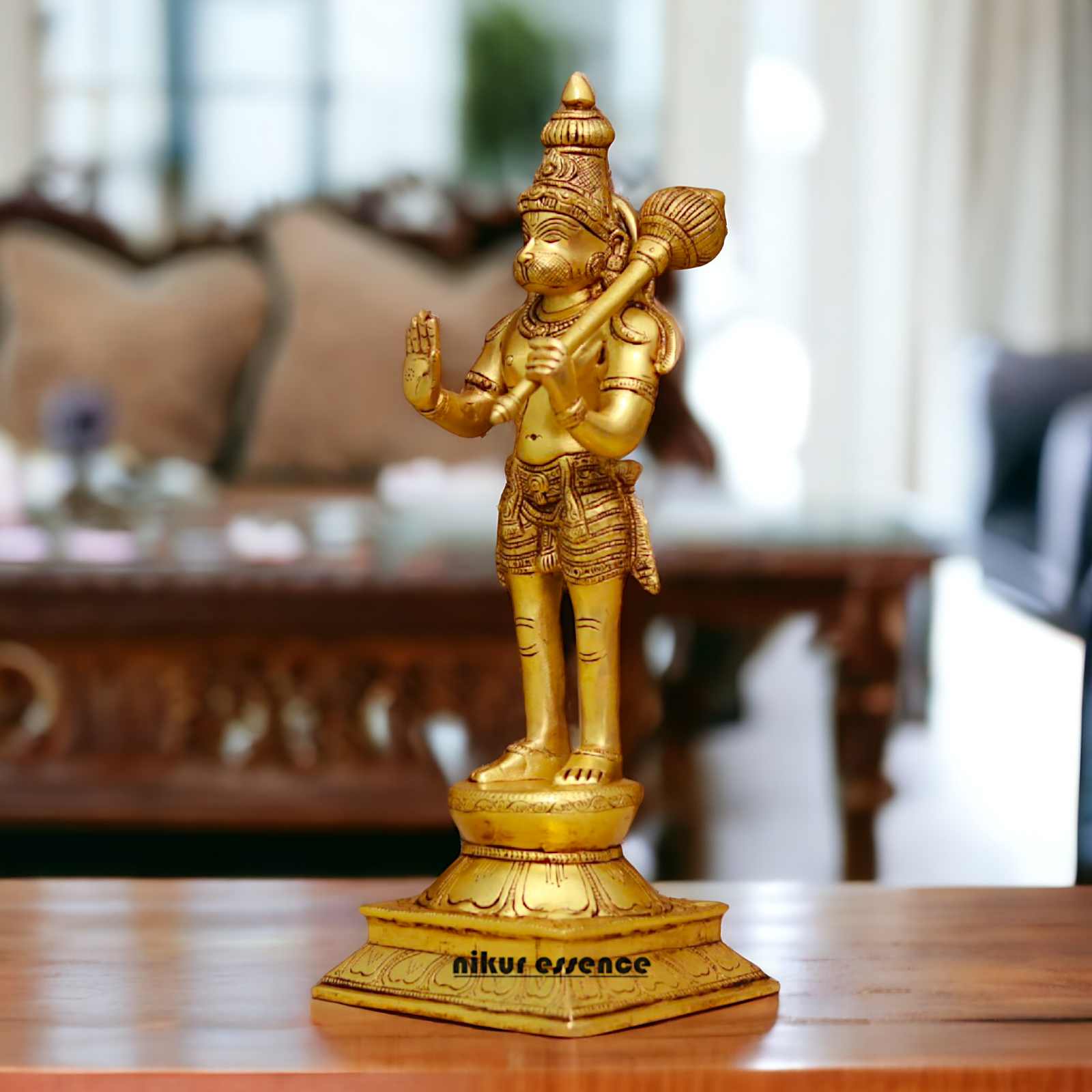 Superfine Brass Hanuman ji Bajrangbali Standing with Gada idol - 16 Inches Nikuressence
