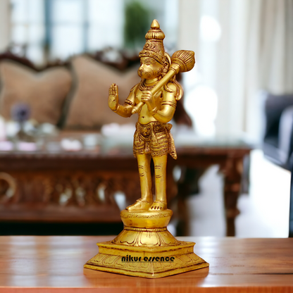 Superfine Brass Hanuman ji Bajrangbali Standing with Gada idol - 16 Inches Nikuressence