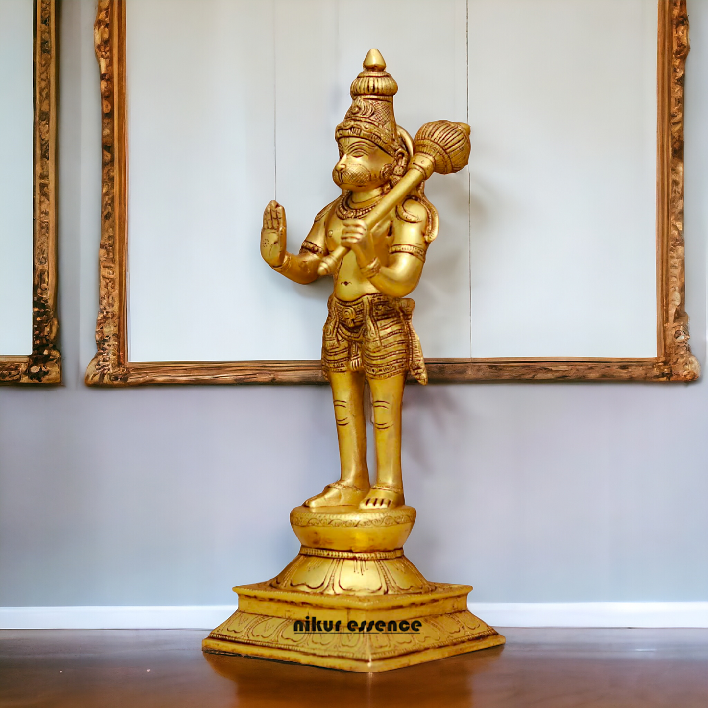 Superfine Brass Hanuman ji Bajrangbali Standing with Gada idol - 16 Inches Nikuressence