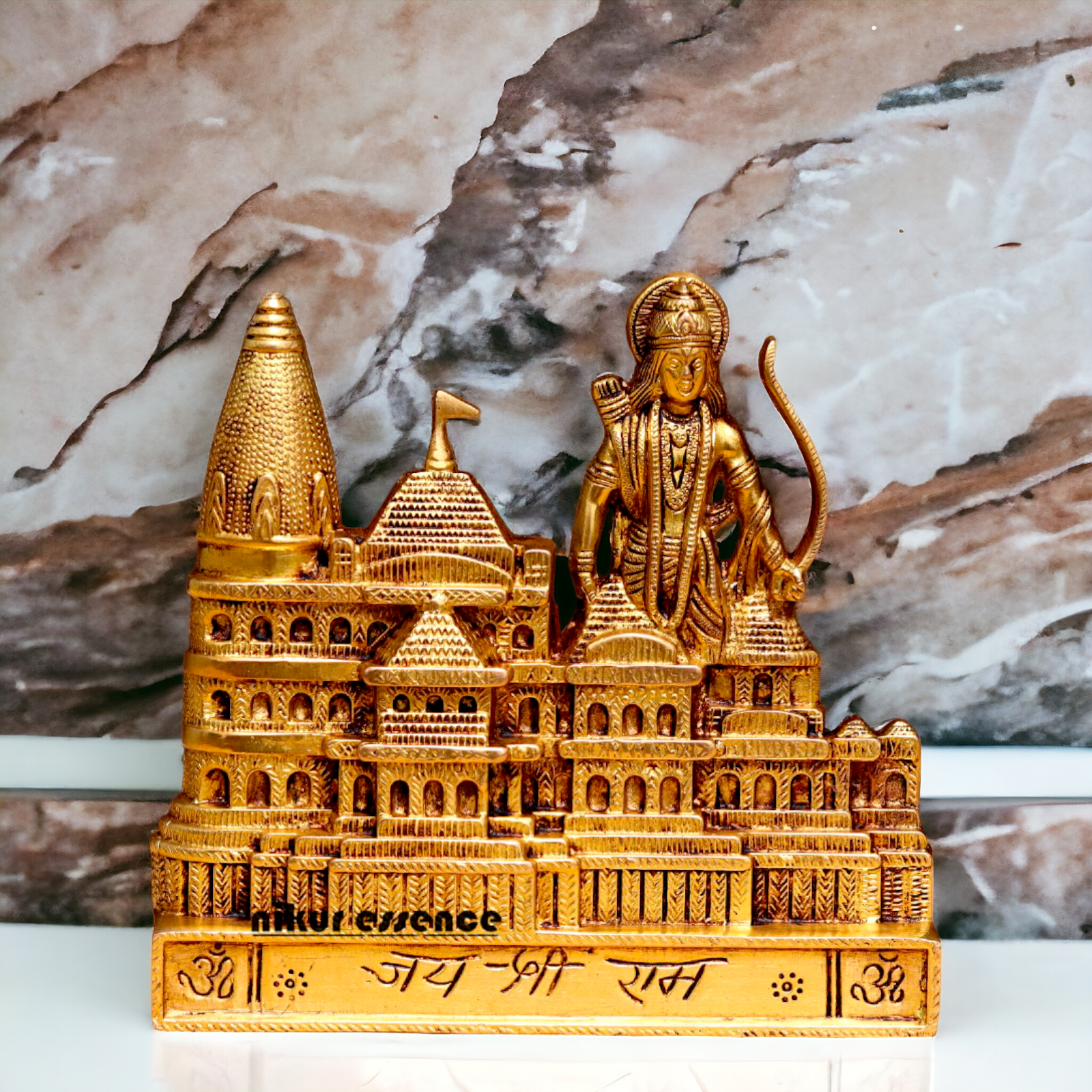 Ram Mandir with Ram Brass idol - 8.3 Inches Nikuressence