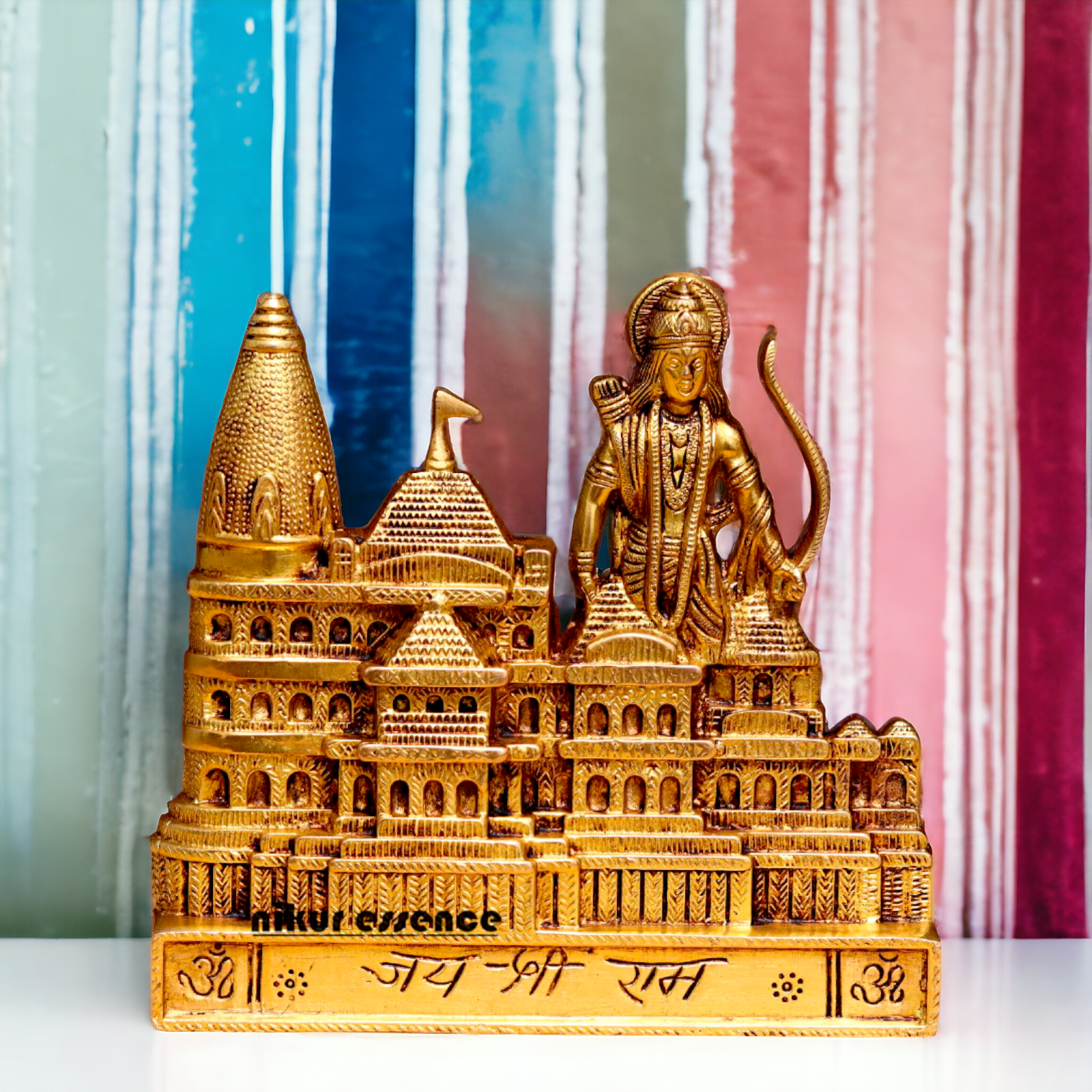 Ram Mandir with Ram Brass idol - 8.3 Inches Nikuressence