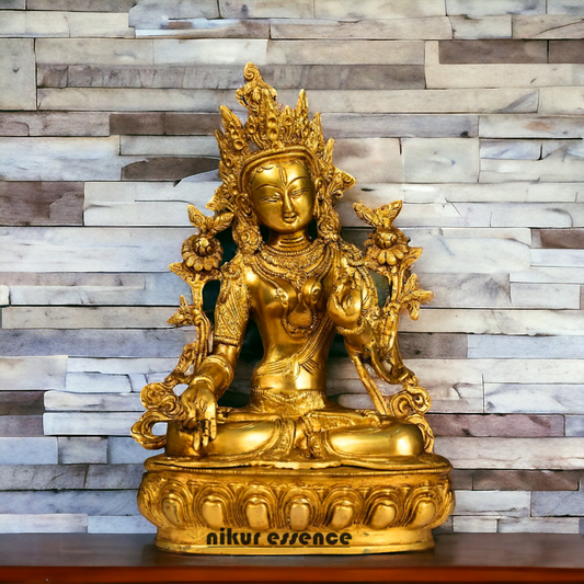 Pital Tara Buddha Sitting Brass idol - 12.5 Inches Nikuressence