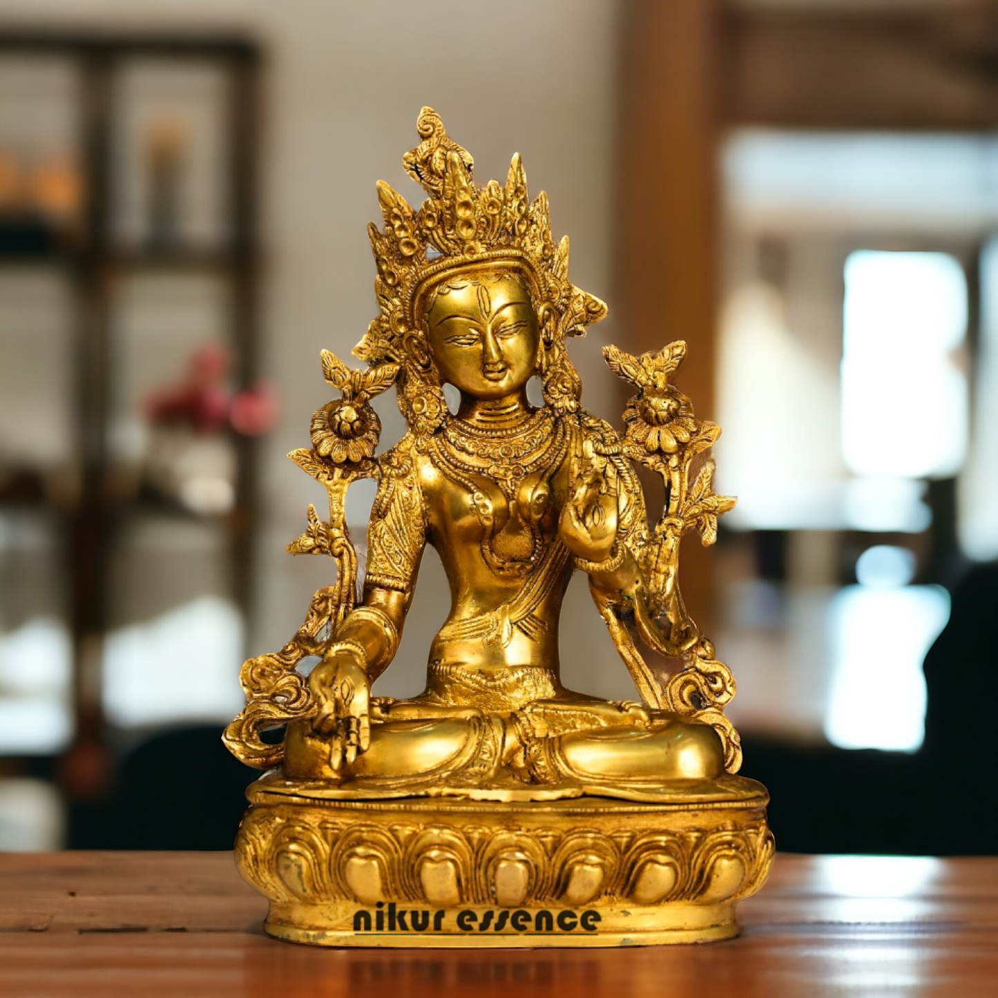 Pital Tara Buddha Sitting Brass idol - 12.5 Inches Nikuressence