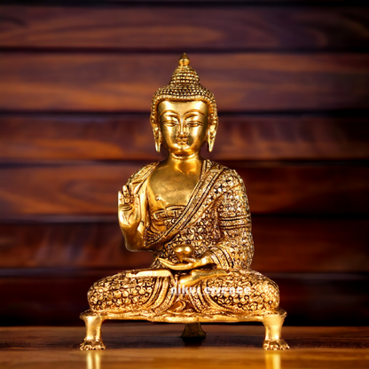 Pital Buddha Sitting with meditation Brass idol - 9 Inches Nikuressence