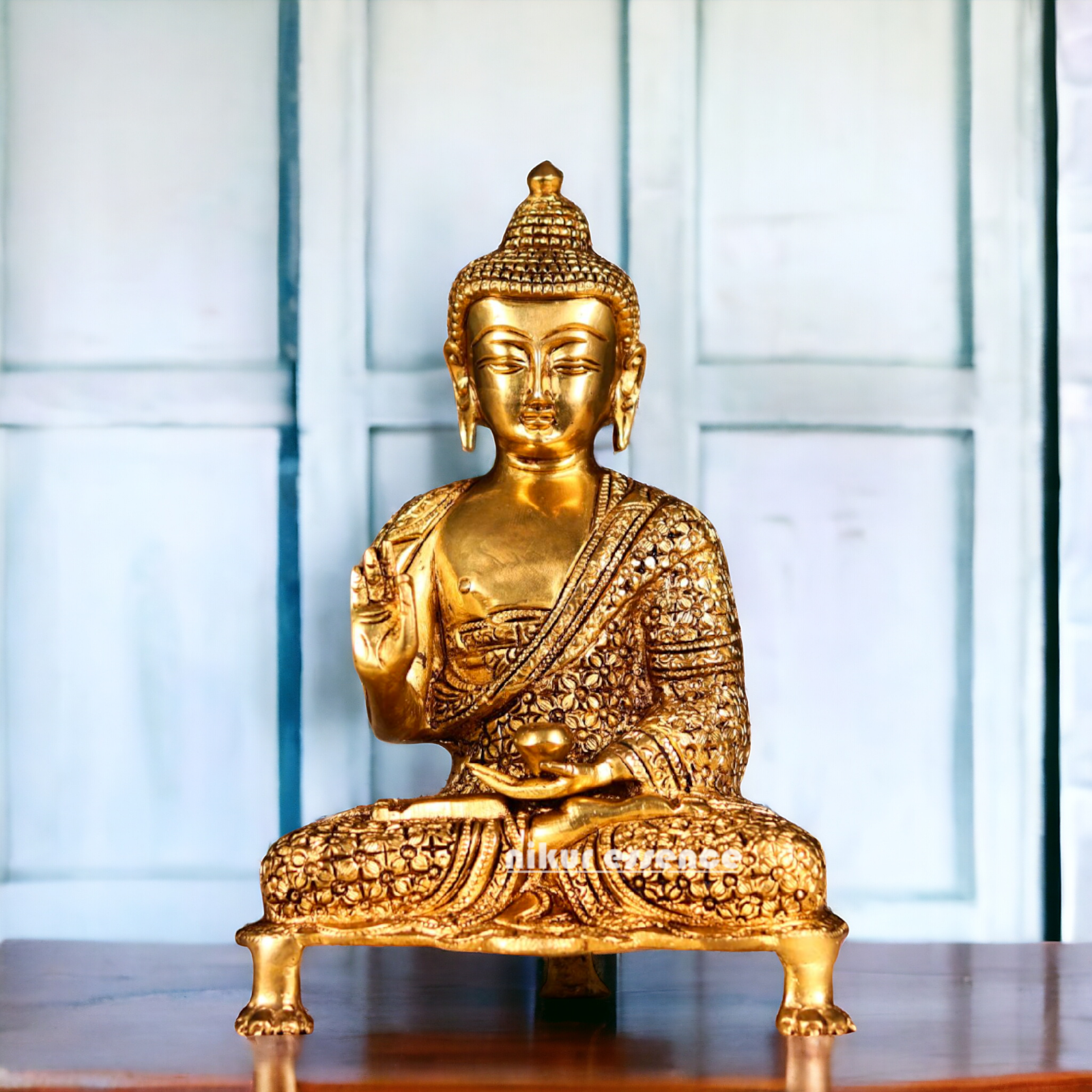 Pital Buddha Sitting with meditation Brass idol - 9 Inches Nikuressence