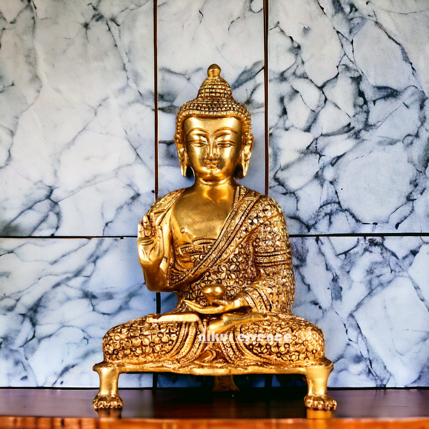 Pital Buddha Sitting with meditation Brass idol - 9 Inches Nikuressence