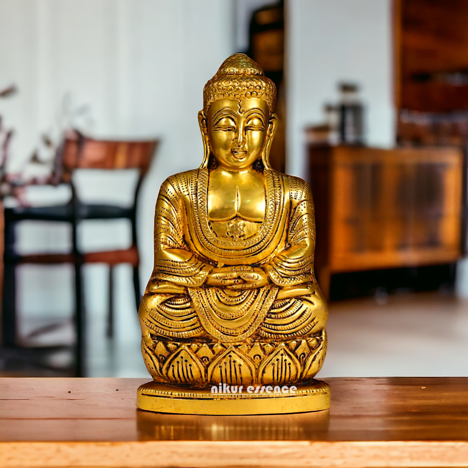 Pure Brass Buddha idol - 8 inches Nikuressence
