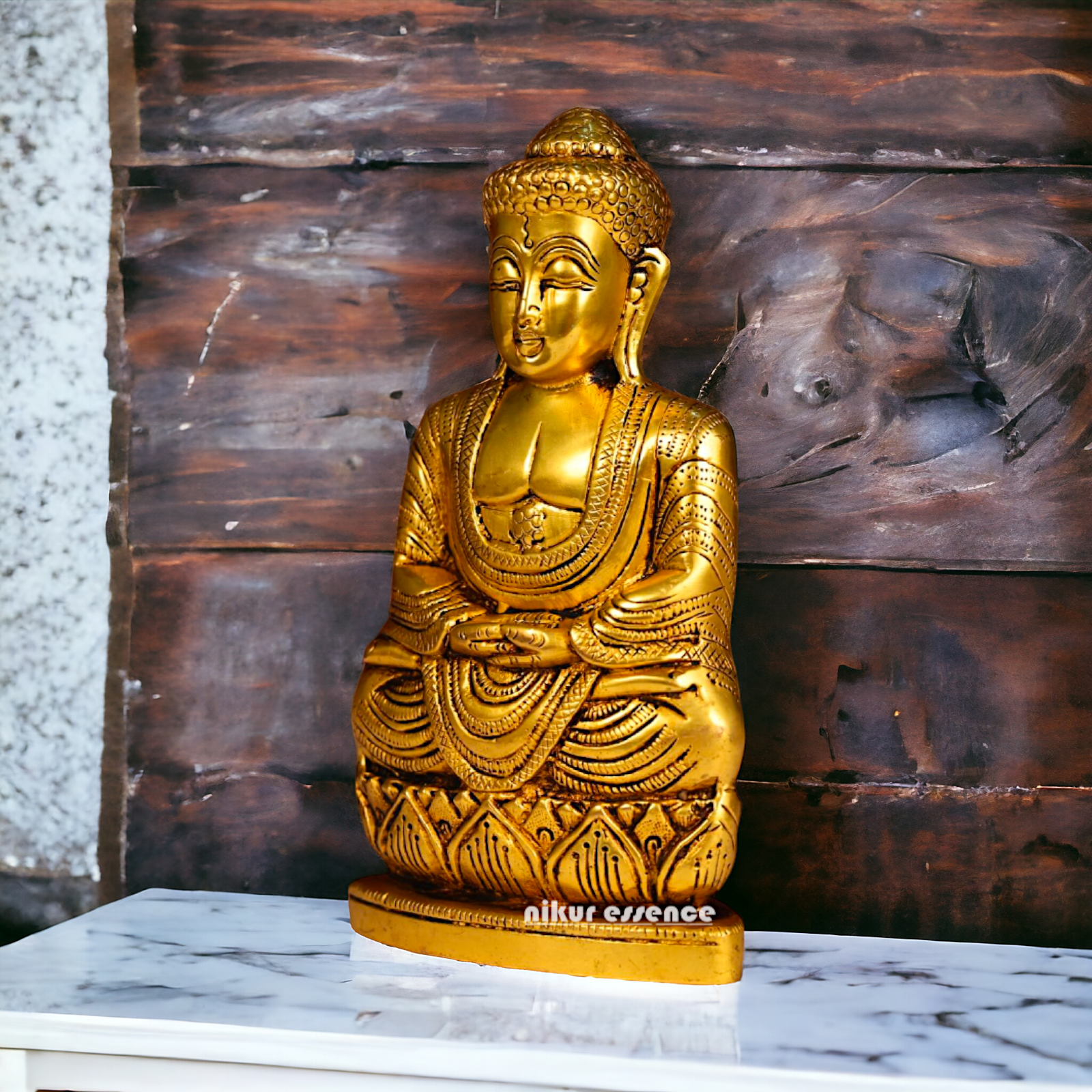 Pure Brass Buddha idol - 8 inches Nikuressence