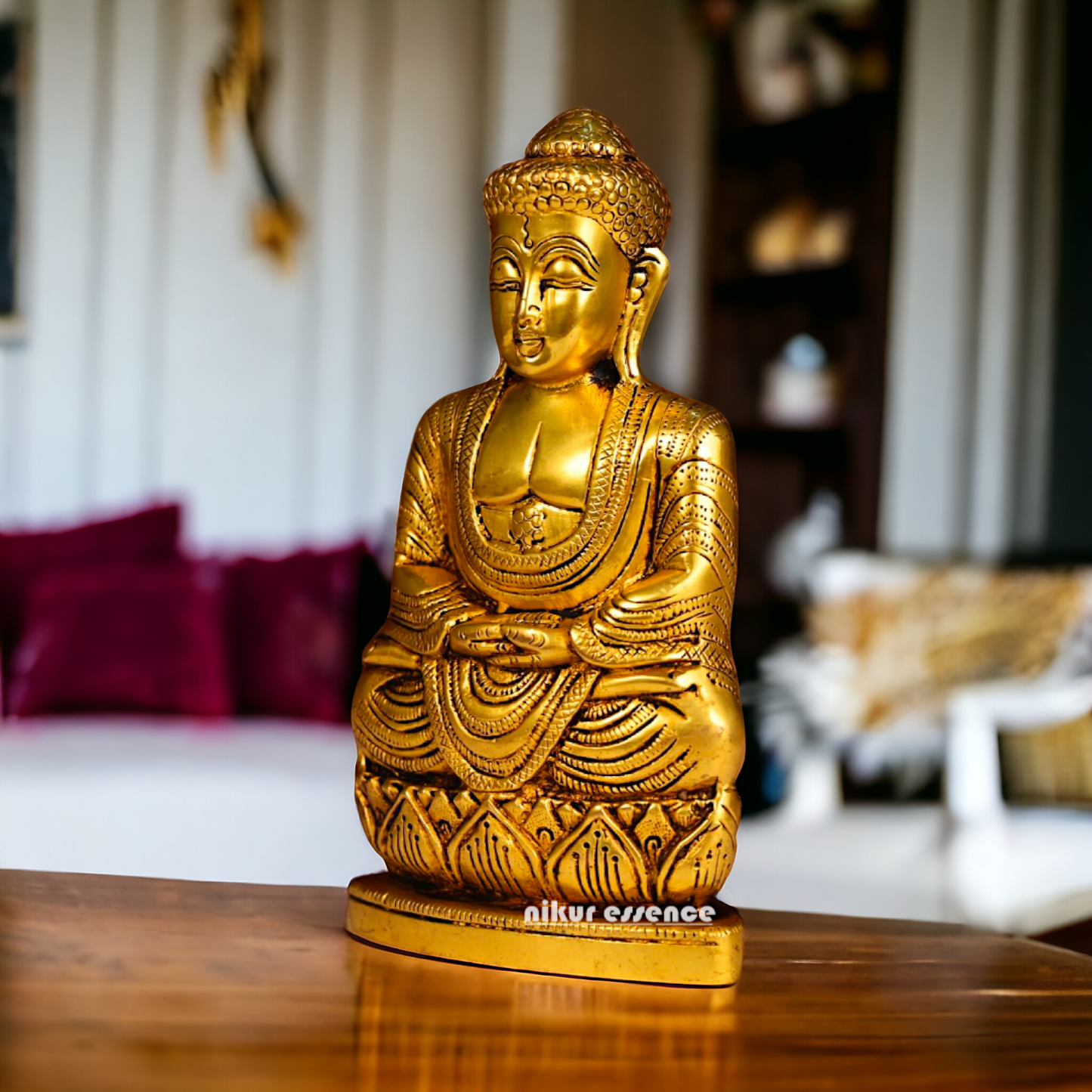Pure Brass Buddha idol - 8 inches Nikuressence
