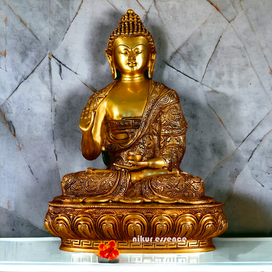 Large Buddha Sitting Brass idol - 16.5 inches Nikuressence