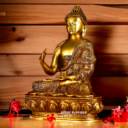 Large Buddha Sitting Brass idol - 16.5 inches Nikuressence
