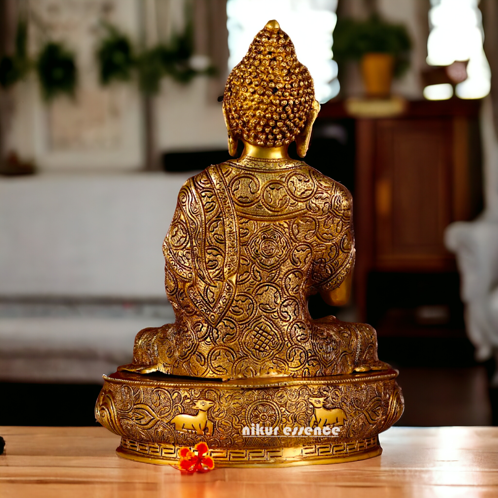 Large Buddha Sitting Brass idol - 16.5 inches Nikuressence