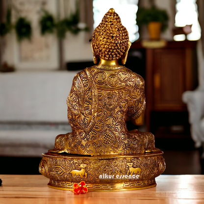 Large Buddha Sitting Brass idol - 16.5 inches Nikuressence
