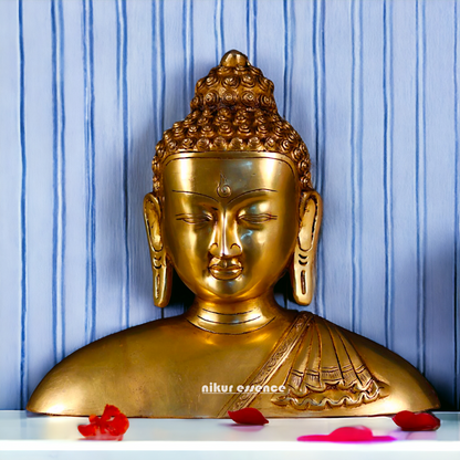 Pital Buddha Head face Brass idol - 11.5 inches Nikuressence