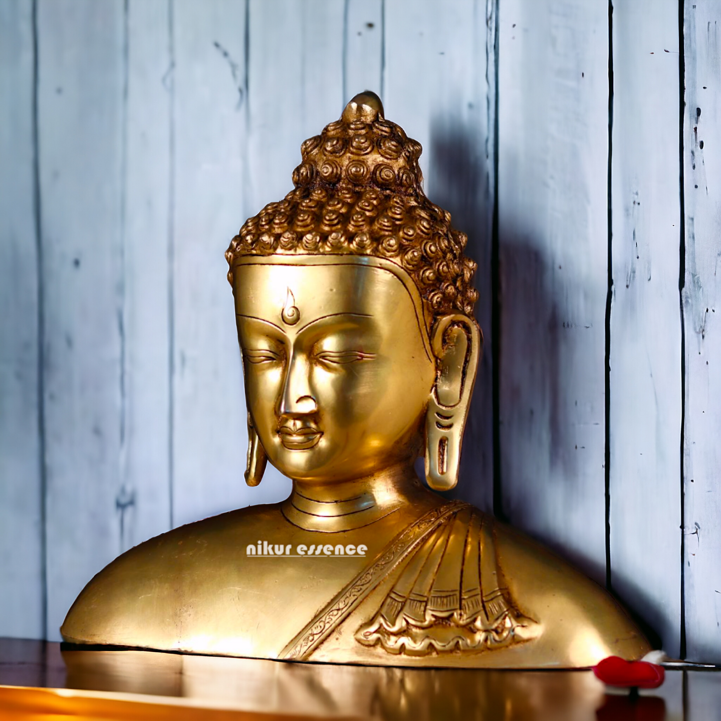 Pital Buddha Head face Brass idol - 11.5 inches Nikuressence