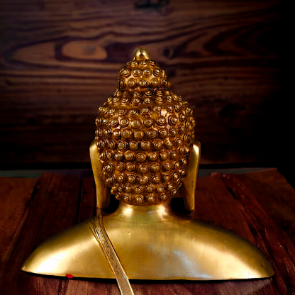 Pital Buddha Head face Brass idol - 11.5 inches Nikuressence