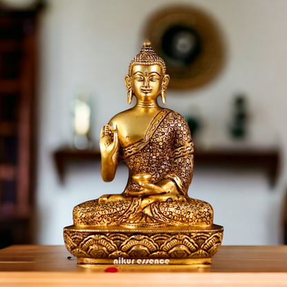 Superfine Brass Buddha Sitting statue - 8 inches Nikuressence