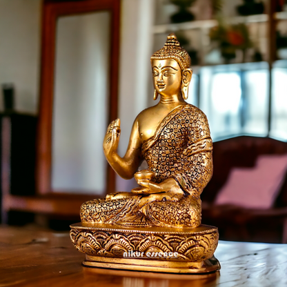 Superfine Brass Buddha Sitting statue - 8 inches Nikuressence