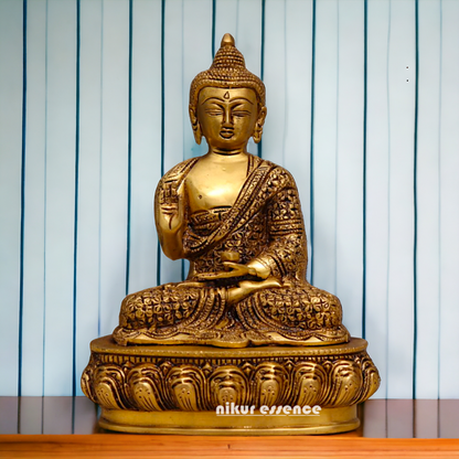 Solid Brass Buddha Sitting meditation idol - 9.5 inches Nikuressence