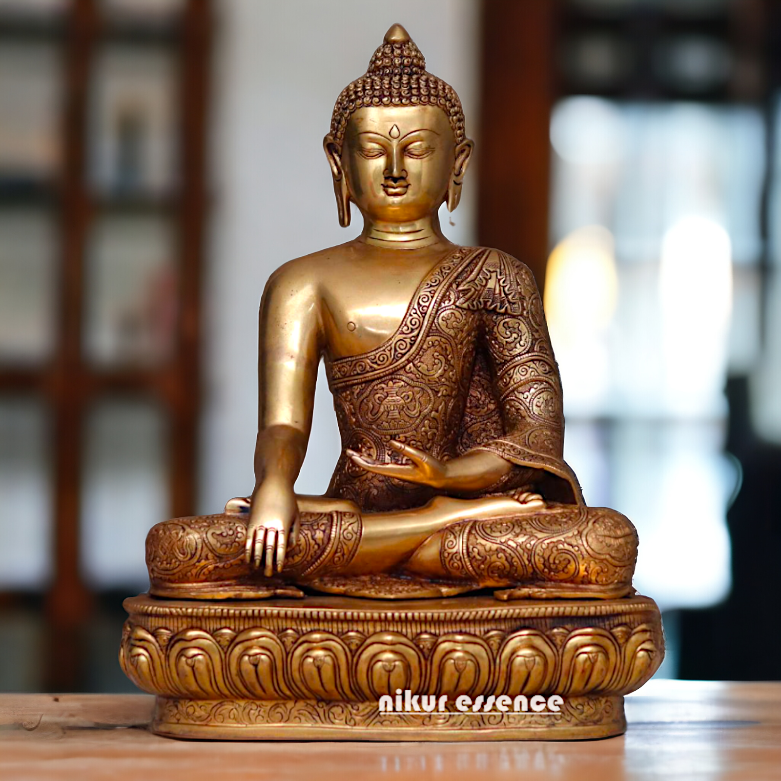 Antique Brass Buddha with Meditation statue - 23 inches Nikuressence