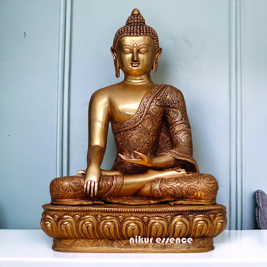 Antique Brass Buddha with Meditation statue - 23 inches Nikuressence