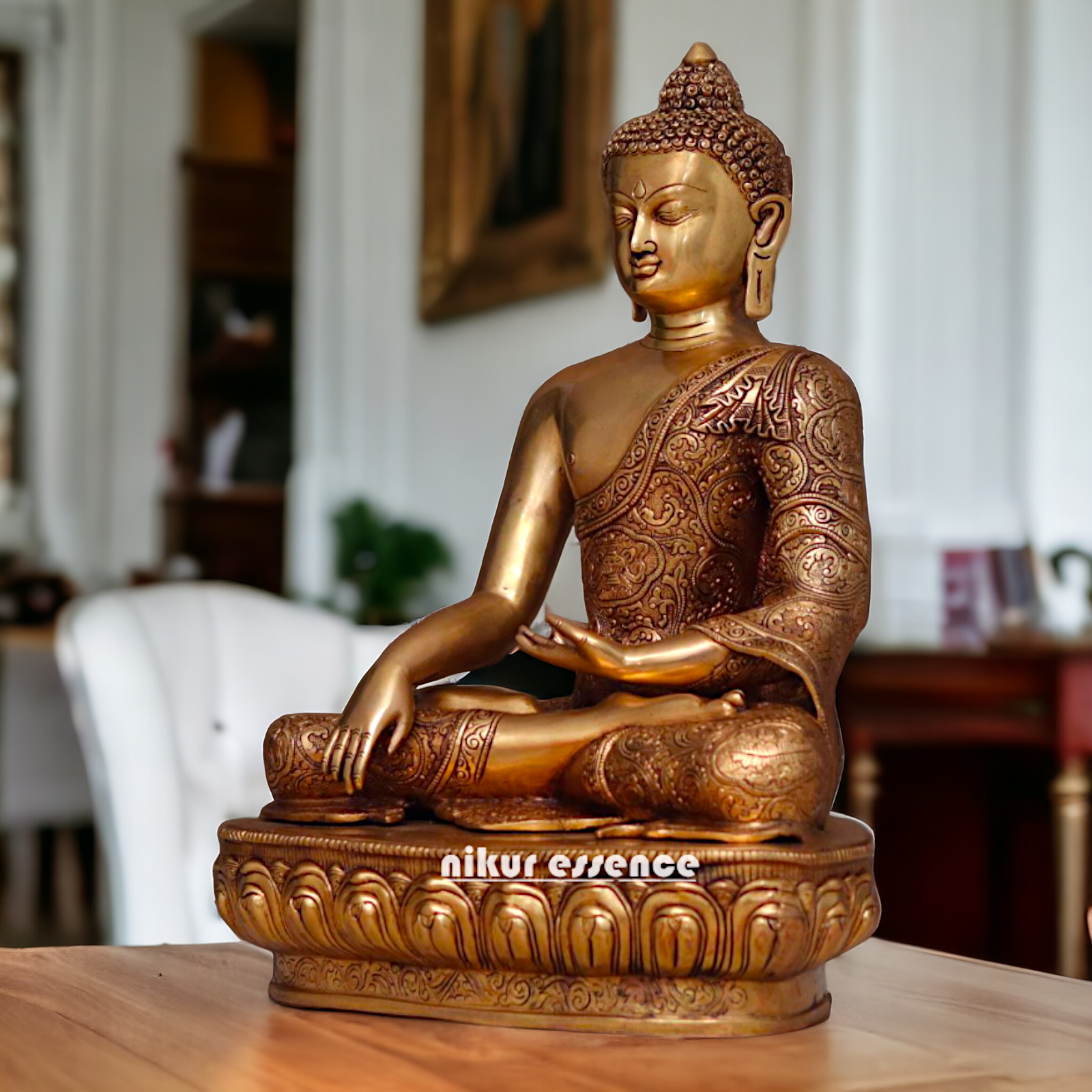 Antique Brass Buddha with Meditation statue - 23 inches Nikuressence