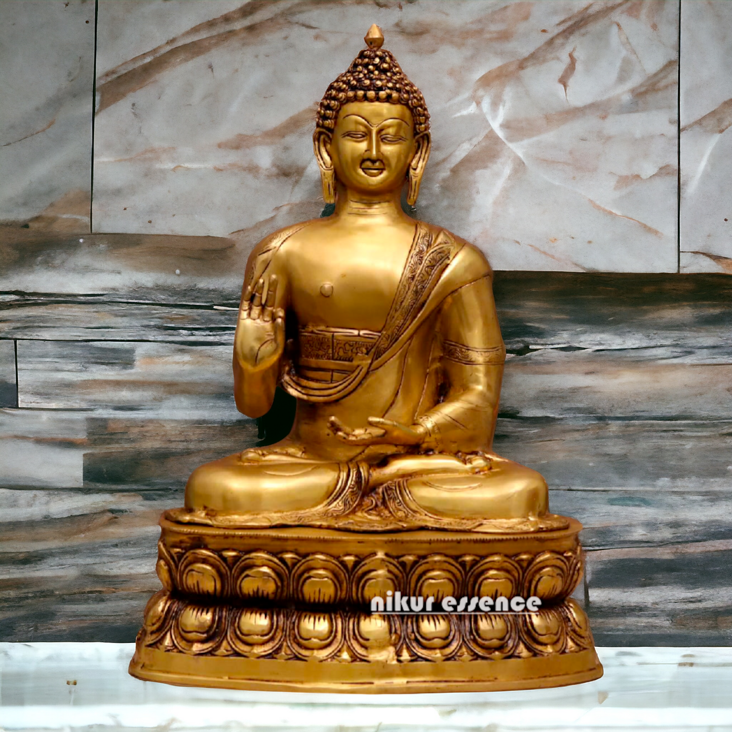 Solid Brass Buddha with Blessing statue - 21 inches Nikuressence
