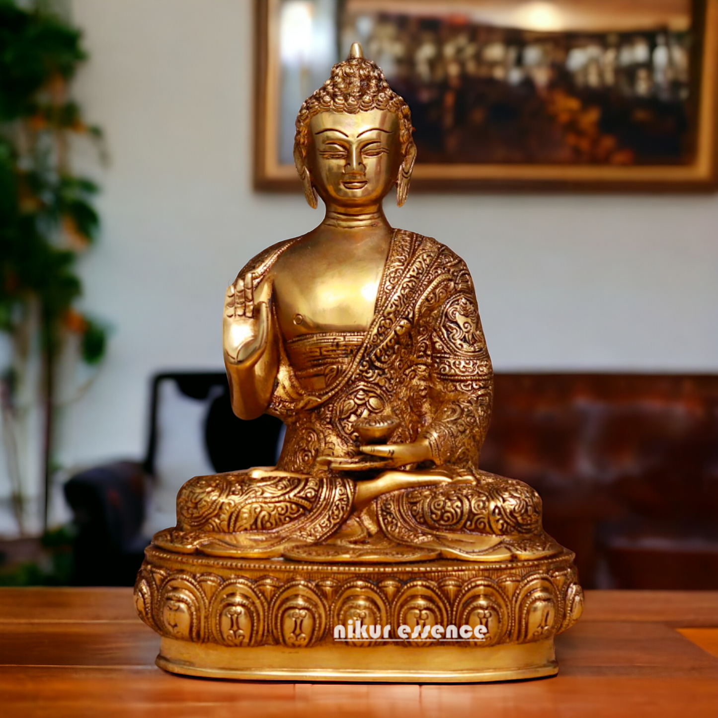 Buddha Sitting Pital Brass statue - 13.5 inches Nikuressence