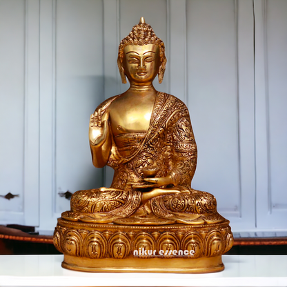 Buddha Sitting Pital Brass statue - 13.5 inches Nikuressence
