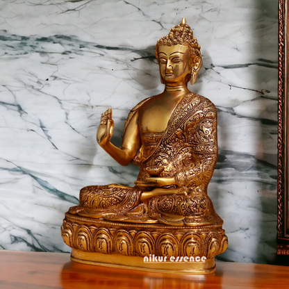 Buddha Sitting Pital Brass statue - 13.5 inches Nikuressence