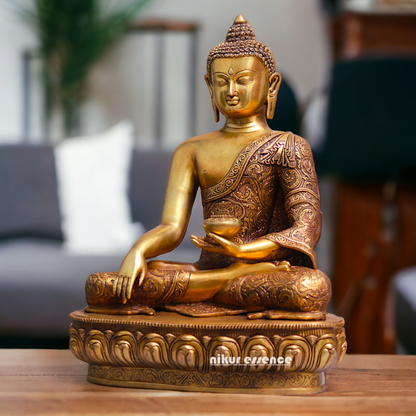 Pital Buddha Sitting Meditation Brass statue - 23 inches Nikuressence