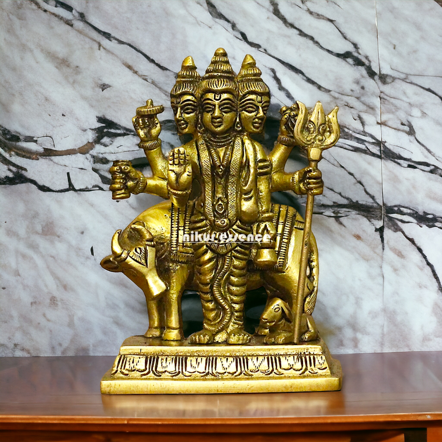 Antique Brass Dattatreya statue - 5 inches Nikuressence