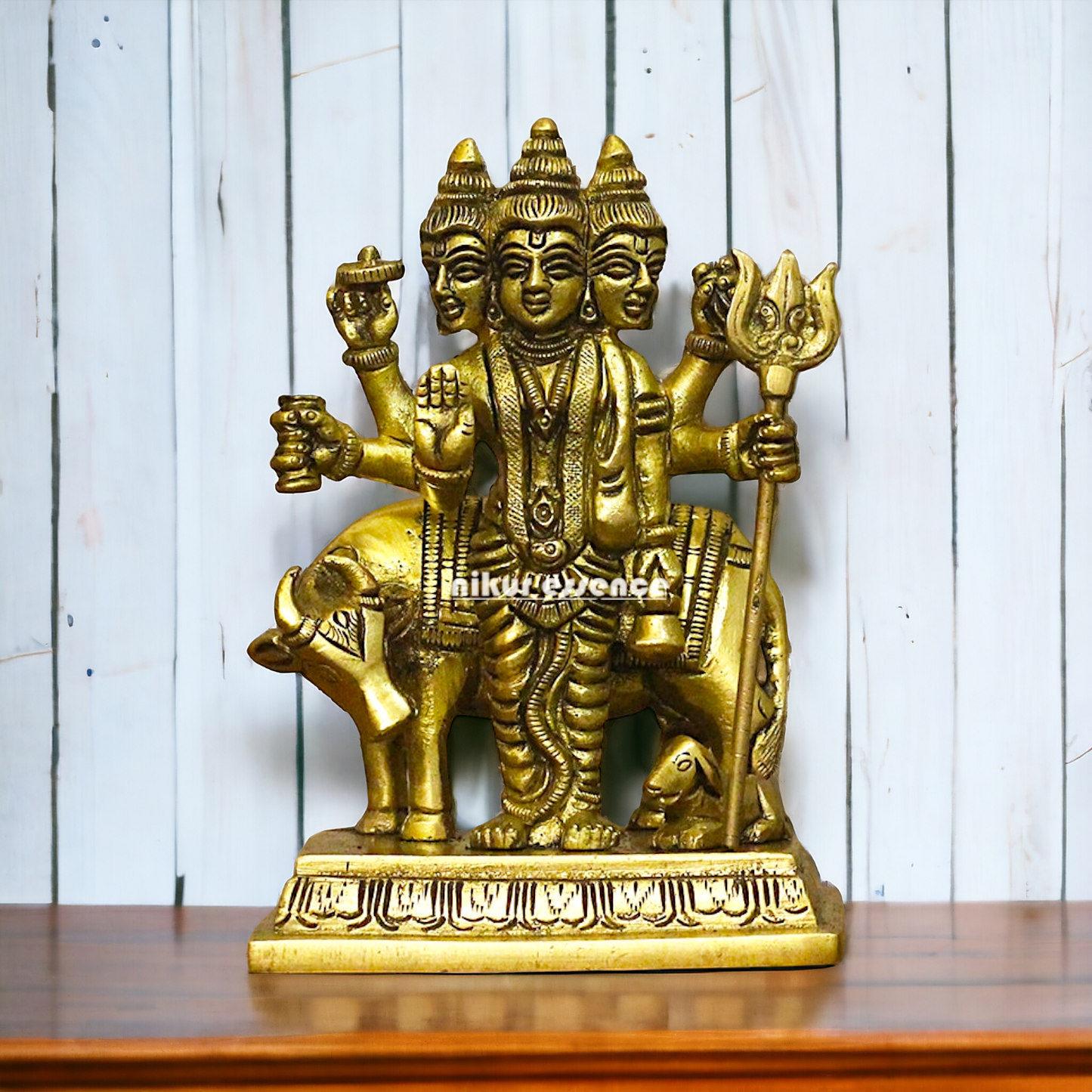 Antique Brass Dattatreya statue - 5 inches Nikuressence