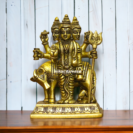 Antique Brass Dattatreya statue - 5 inches Nikuressence