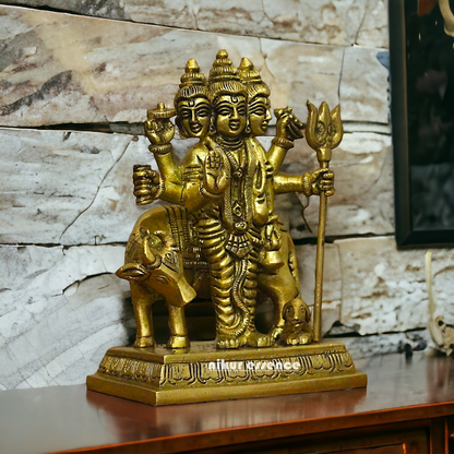 Antique Brass Dattatreya statue - 5 inches Nikuressence