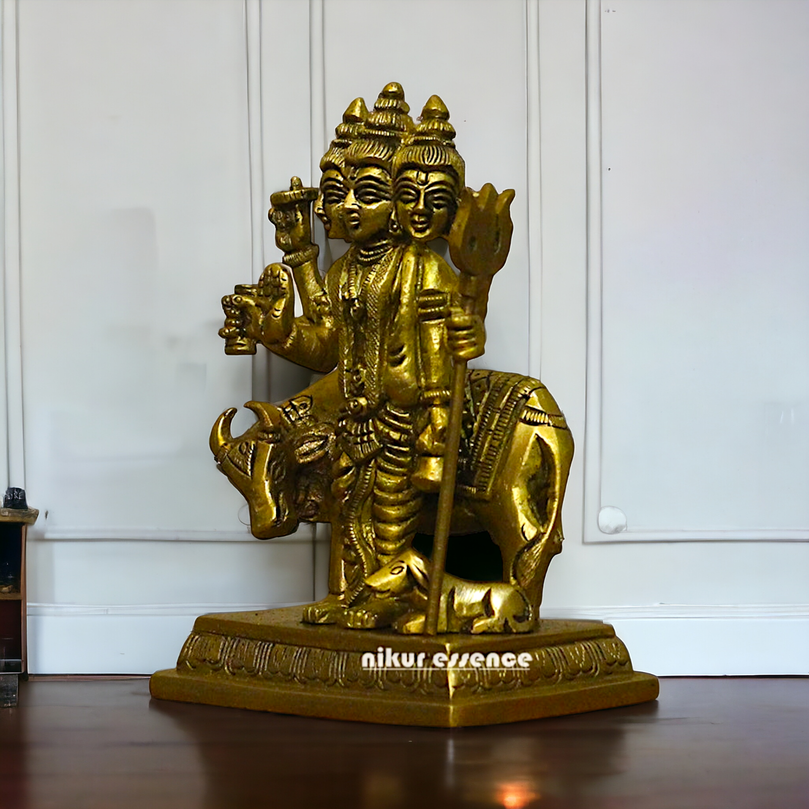 Antique Brass Dattatreya statue - 5 inches Nikuressence