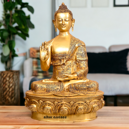 Pital Buddha Sitting with Blessing Brass idol - 3 Feet Nikuressence