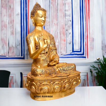 Pital Buddha Sitting with Blessing Brass idol - 3 Feet Nikuressence