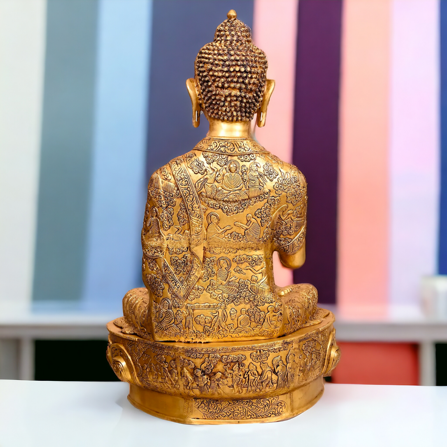 Pital Buddha Sitting with Blessing Brass idol - 3 Feet Nikuressence