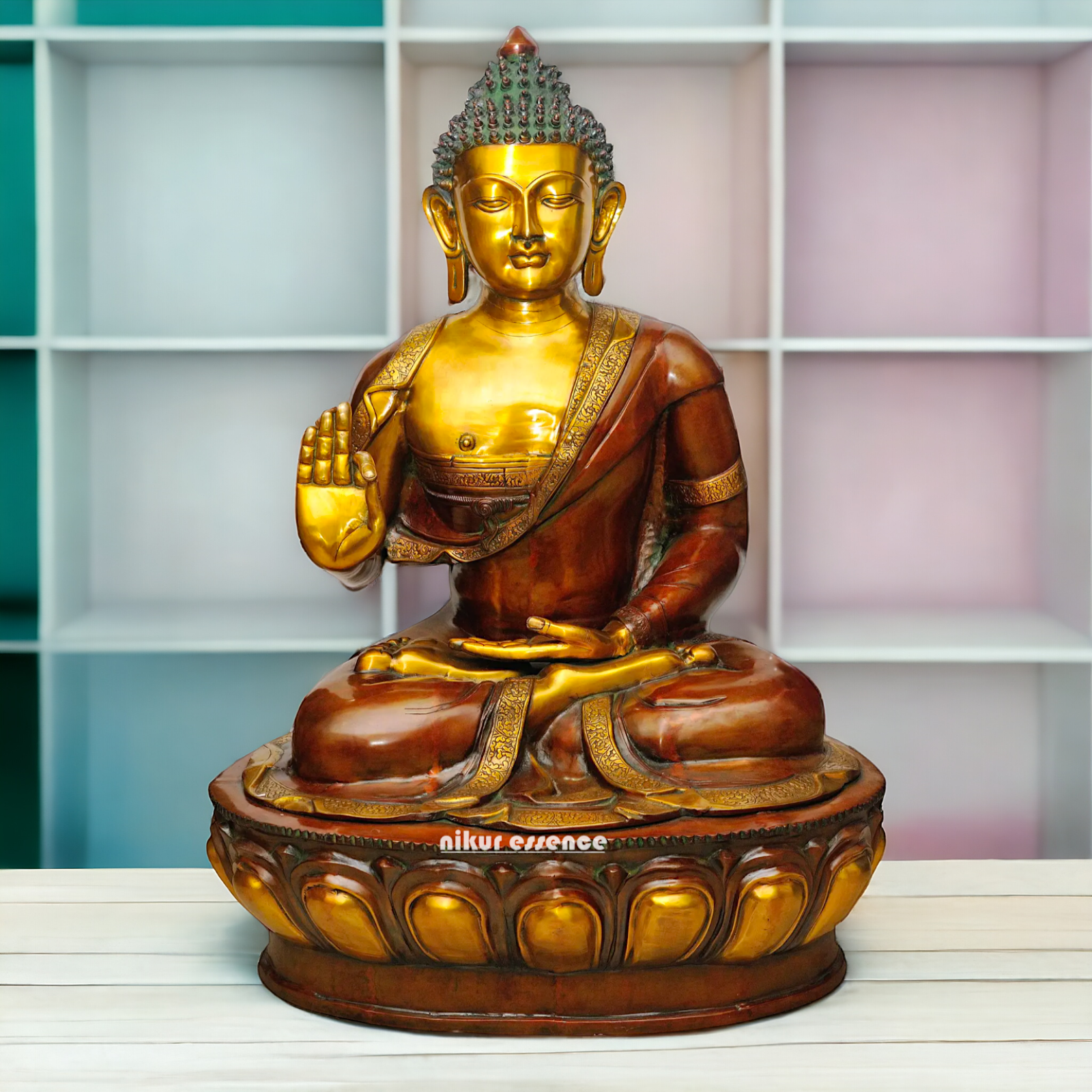 Brass Buddha Sitting with meditation idol - 4 Feet Nikuressence