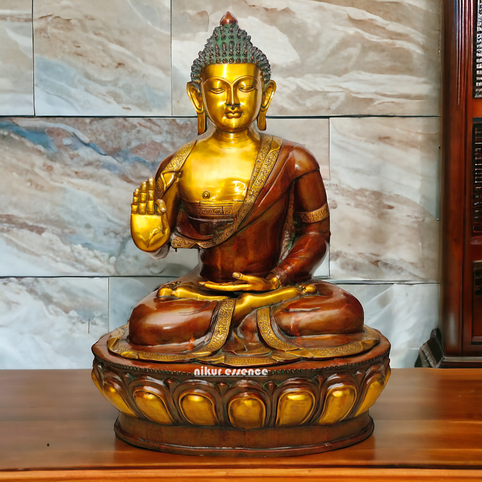 Brass Buddha Sitting with meditation idol - 4 Feet Nikuressence