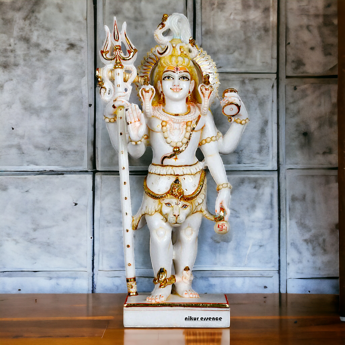 Pure Marble Shiva Standing with Blessing idol - 18 Inches Nikuressence