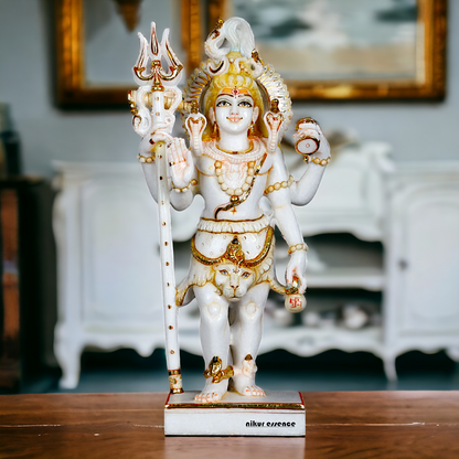Pure Marble Shiva Standing with Blessing idol - 18 Inches Nikuressence