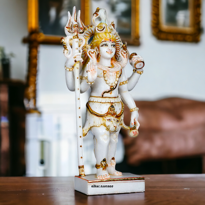 Pure Marble Shiva Standing with Blessing idol - 18 Inches Nikuressence