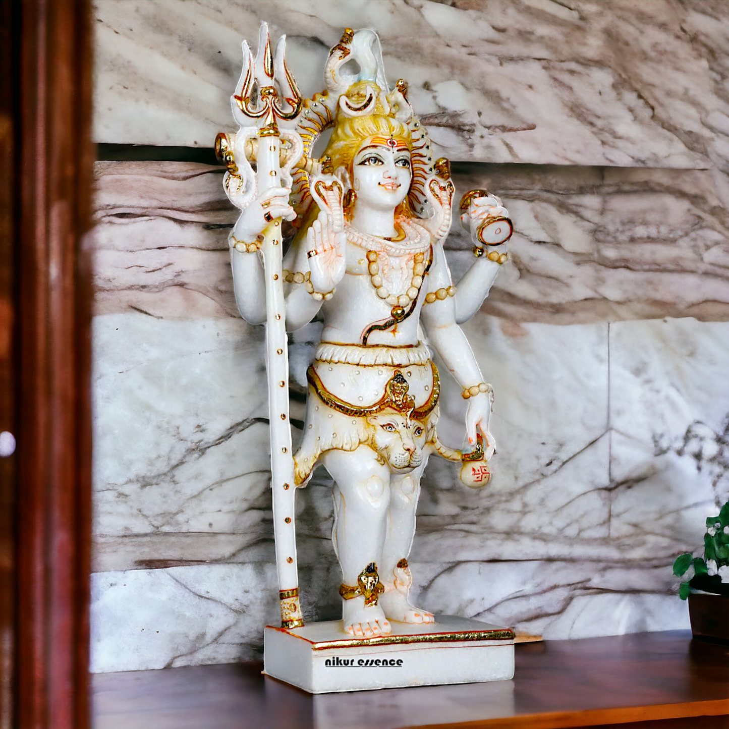 Pure Marble Shiva Standing with Blessing idol - 18 Inches Nikuressence