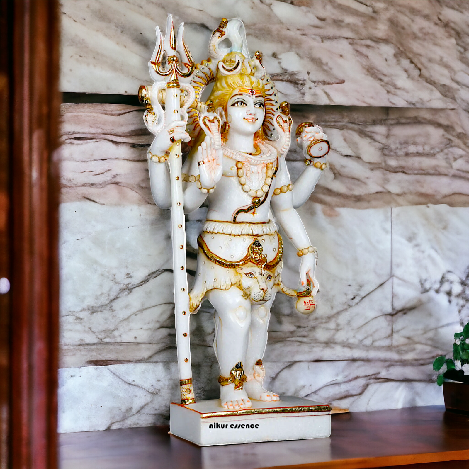 Pure Marble Shiva Standing with Blessing idol - 18 Inches Nikuressence