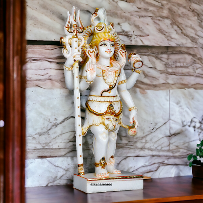 Pure Marble Shiva Standing with Blessing idol - 18 Inches Nikuressence