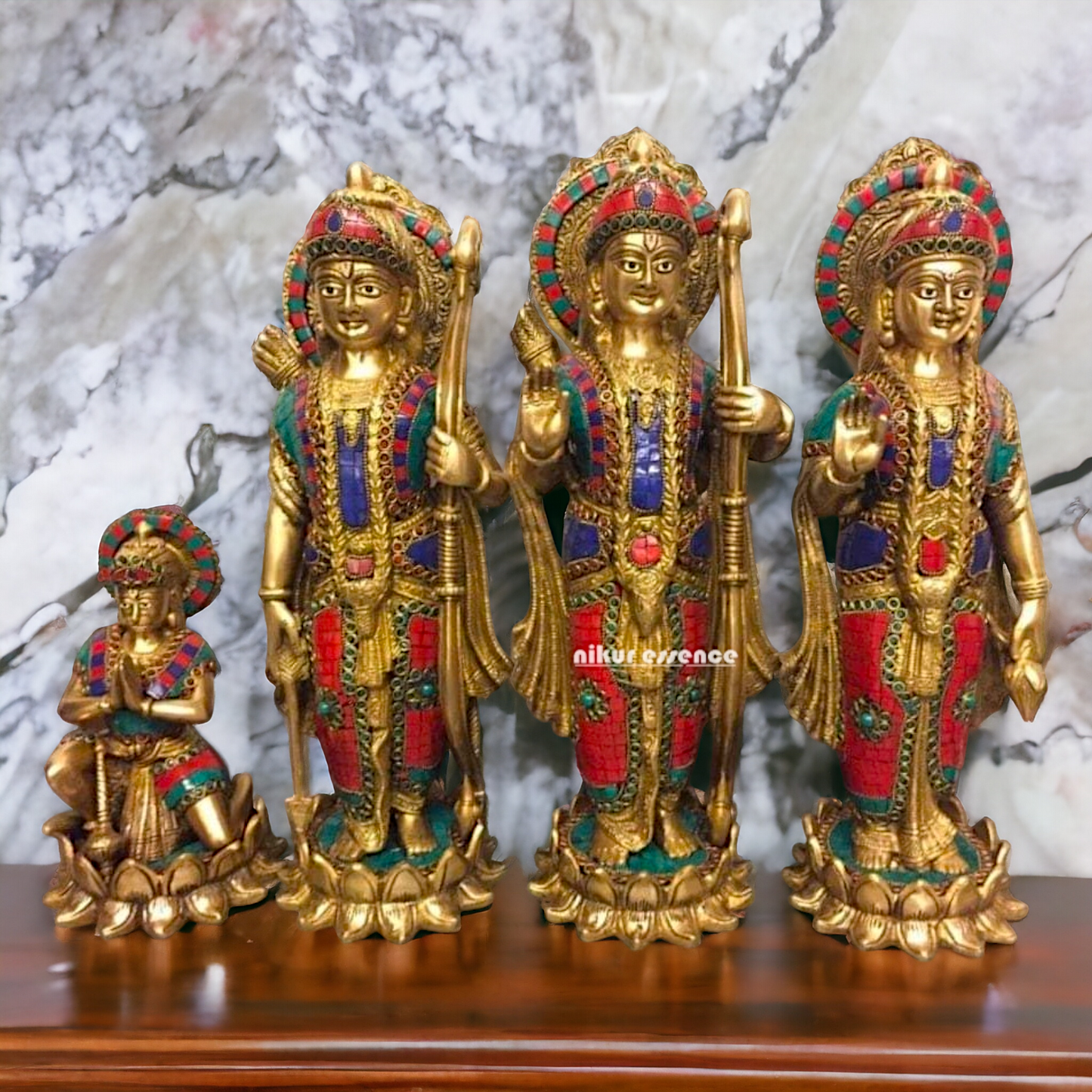 Ram Darbar Parivar Brass with Stone work idol - 17.5 inches Nikuressence