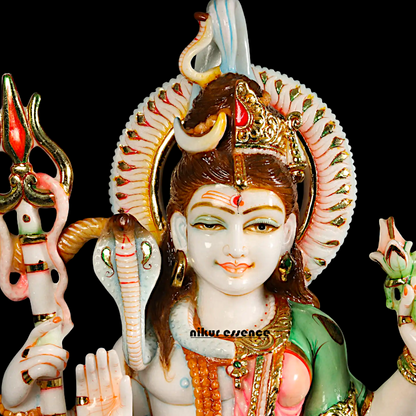 Ardhanarishvara Shiva Parvati pure Marble idol - 35 Inches Nikuressence
